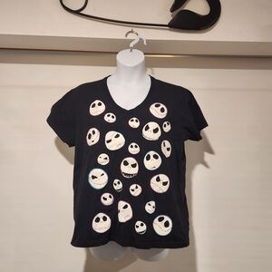Disney Nightmare Before Christmas Black and White T-Shirt Care Label Print